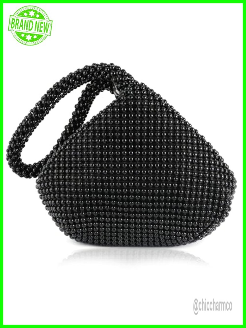 Women's Beaded Triangle Clutch Evening Bag Satin Prom 1920s Party Purse